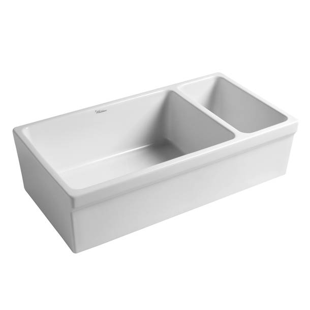 Whitehaus Collection Fireclay Reversible Sink With Integral Drainboard